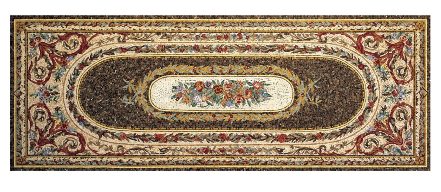 italien Tapis en mosaïque de marbre artistique fait à la main Dimensions et couleurs personnalisables en vente