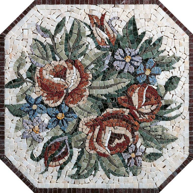 Handmade Artistic Marble Mosaic Rug Dimension and Colors Customizable ...