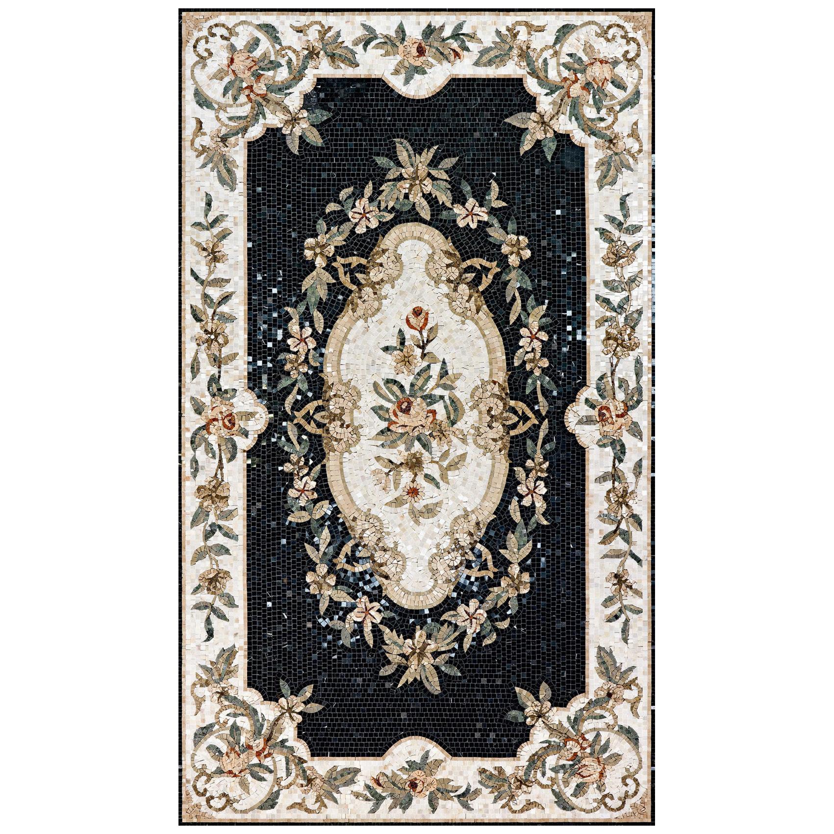 Tapis en mosaïque de marbre artistique fait à la main Dimensions et couleurs personnalisables en vente