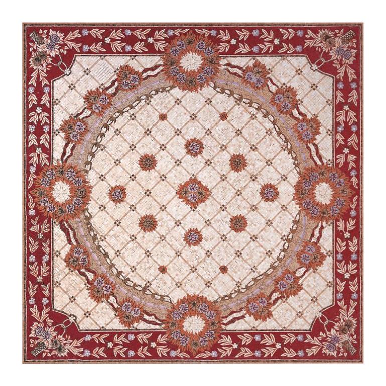 Handmade Artistic Marble Mosaic Rug Dimension and Colors Customizable
