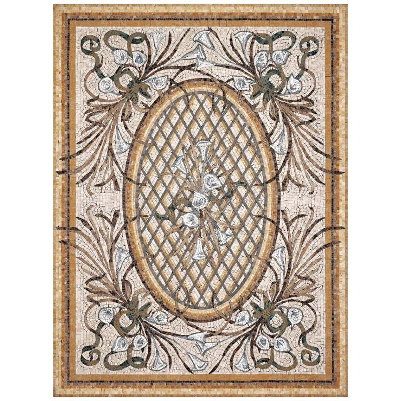 Handmade Artistic Marble Mosaic Rug Dimension and Colors Customizable ...