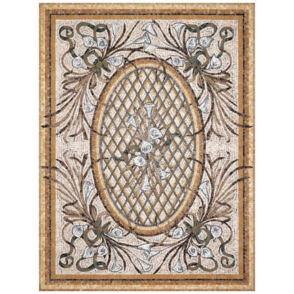 Handmade Artistic Marble Mosaic Rug Dimension and Colors Customizable ...
