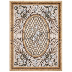 Handmade Artistic Marble Mosaic Rug Dimension and Colors Customizable