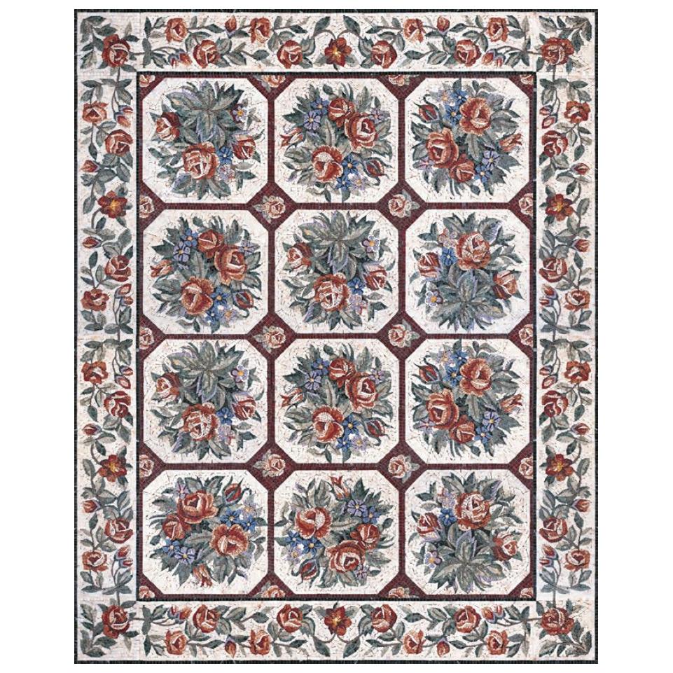 Handgefertigter handgefertigter Kunstmarmor-Mosaik-Teppich, Abmessungen und Farben anpassbar