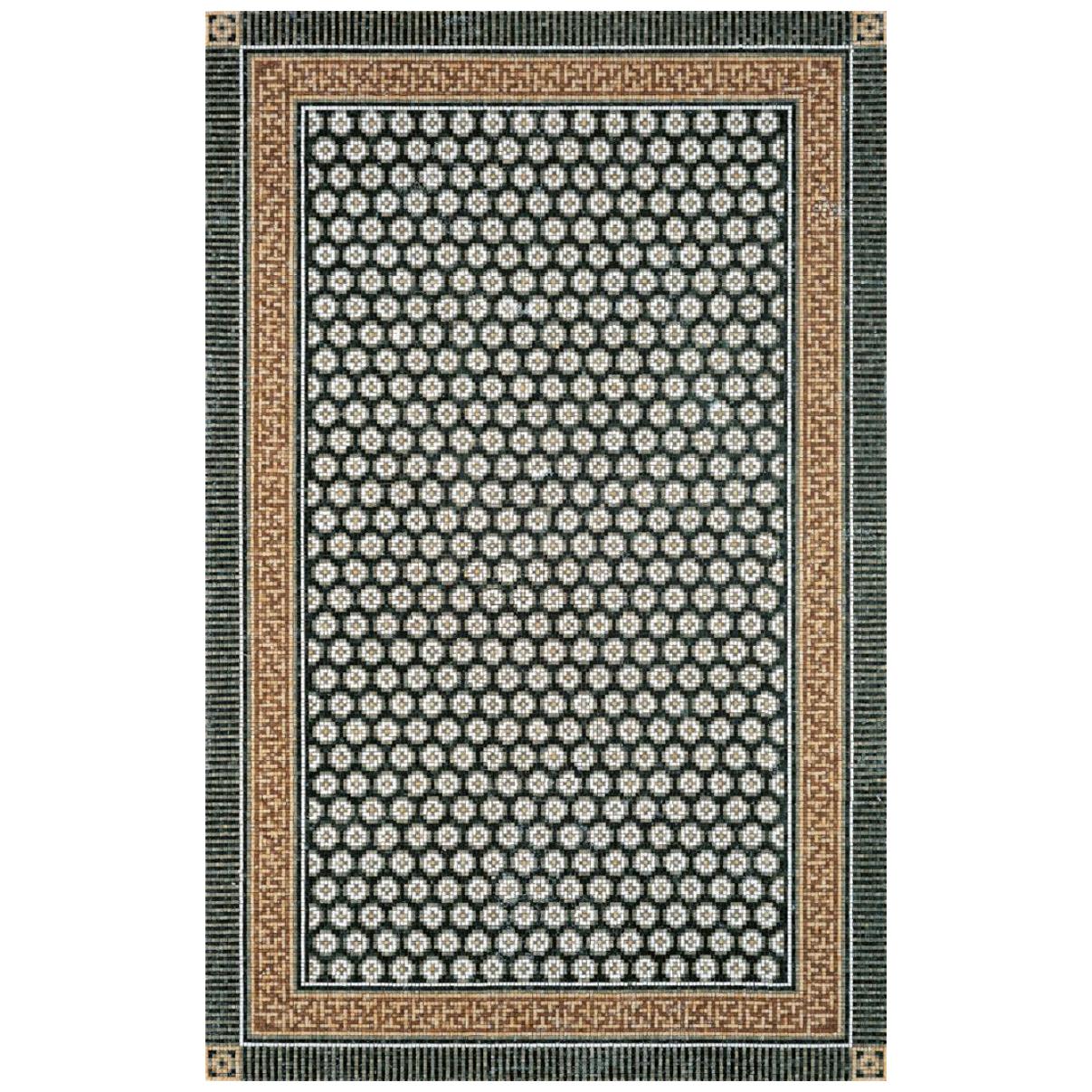 Handmade Artistic Marble Mosaic Rug Dimension and Colors Customizable For Sale