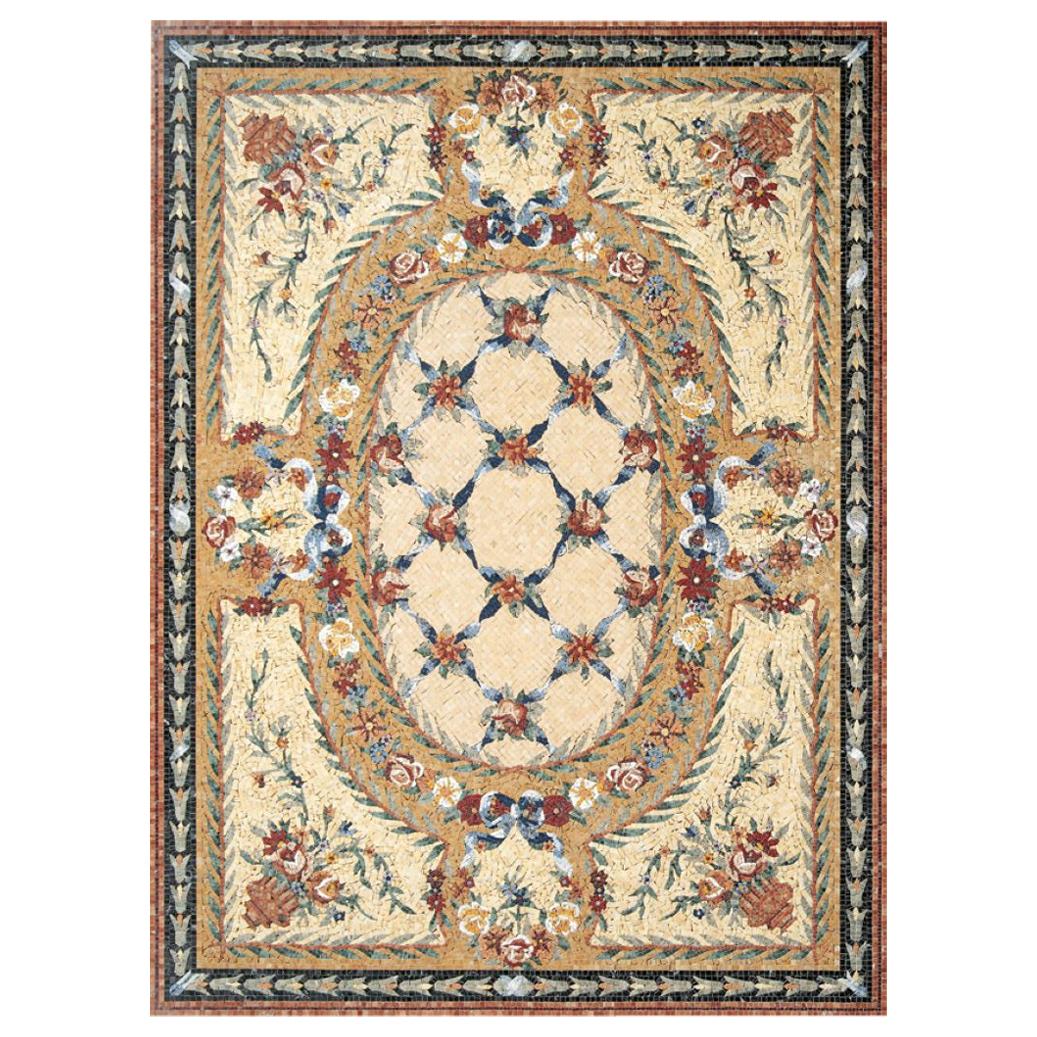 Tapis en mosaïque de marbre artistique fait à la main Dimensions et couleurs personnalisables