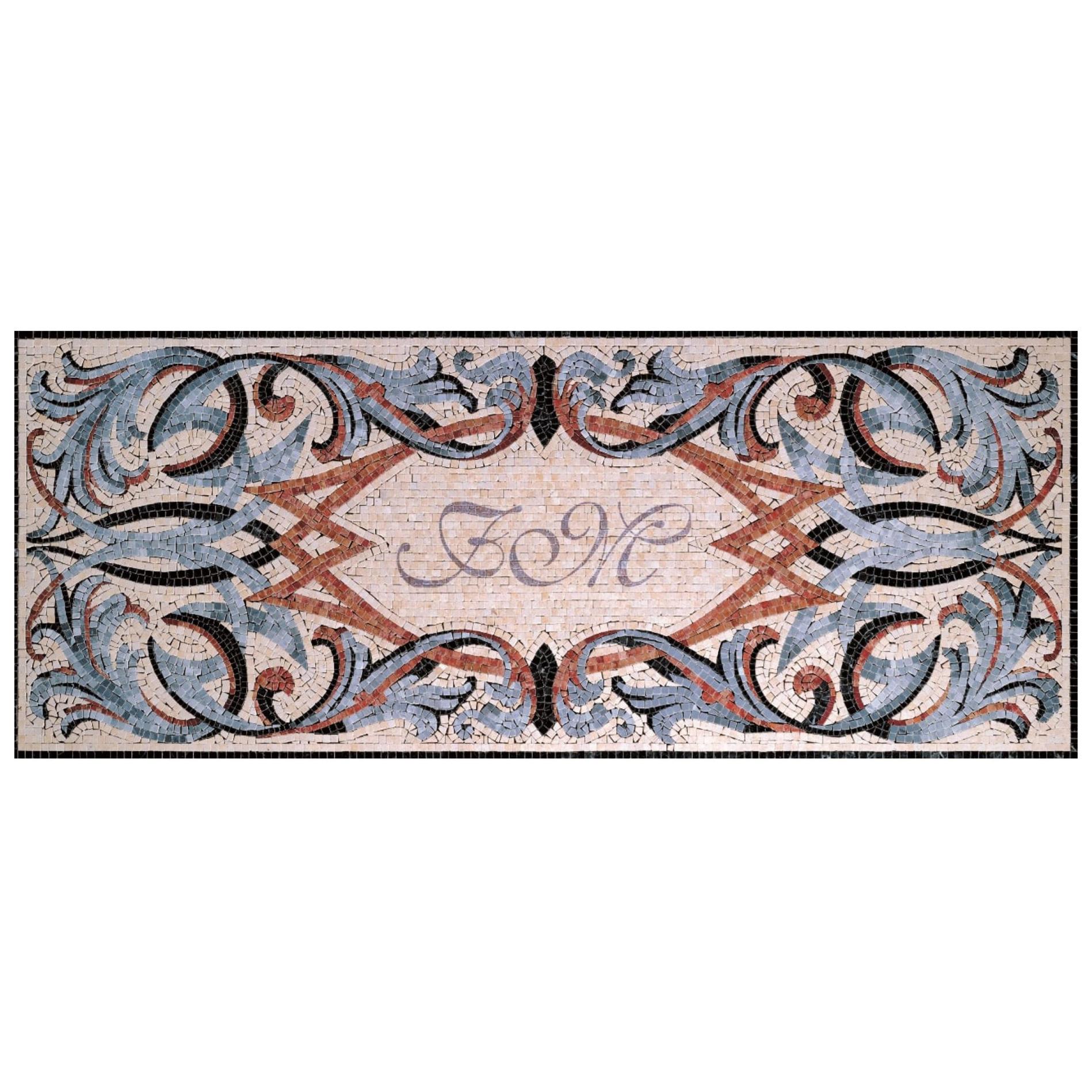Tapis en mosaïque de marbre artistique fait à la main Dimensions et couleurs personnalisables en vente