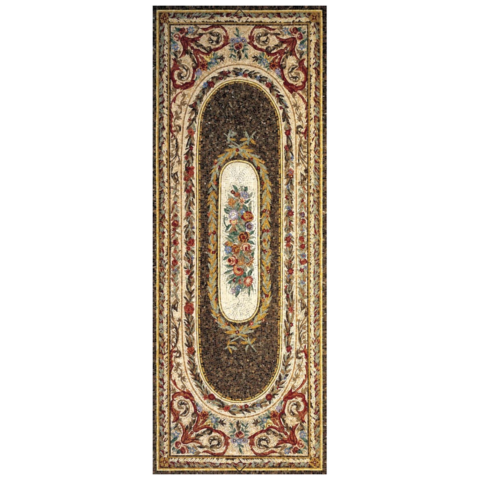 Tapis en mosaïque de marbre artistique fait à la main Dimensions et couleurs personnalisables en vente