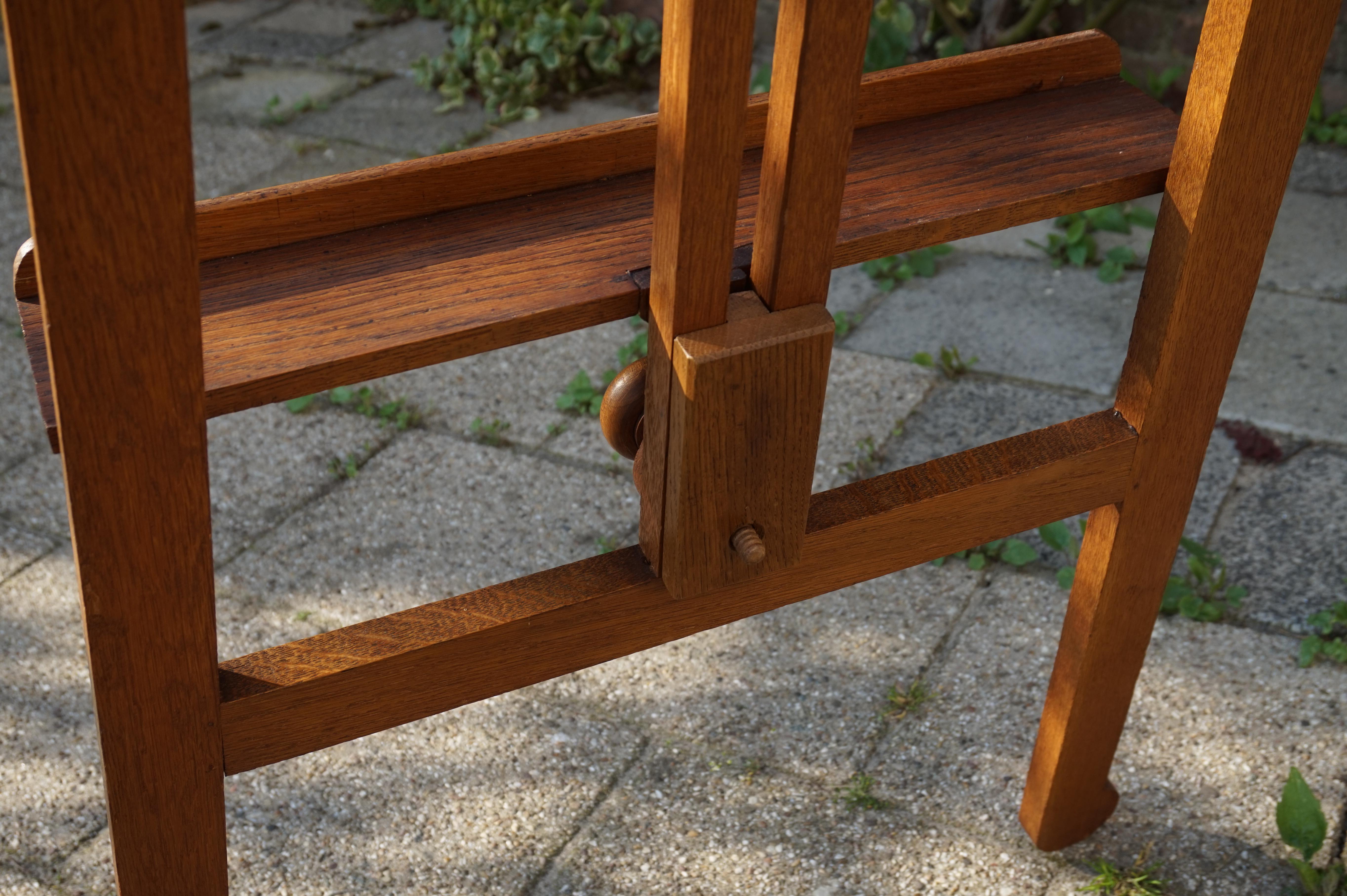 20th Century Handmade Arts and Crafts Era Solid Oak Floor Easel / Painting Display Stand
