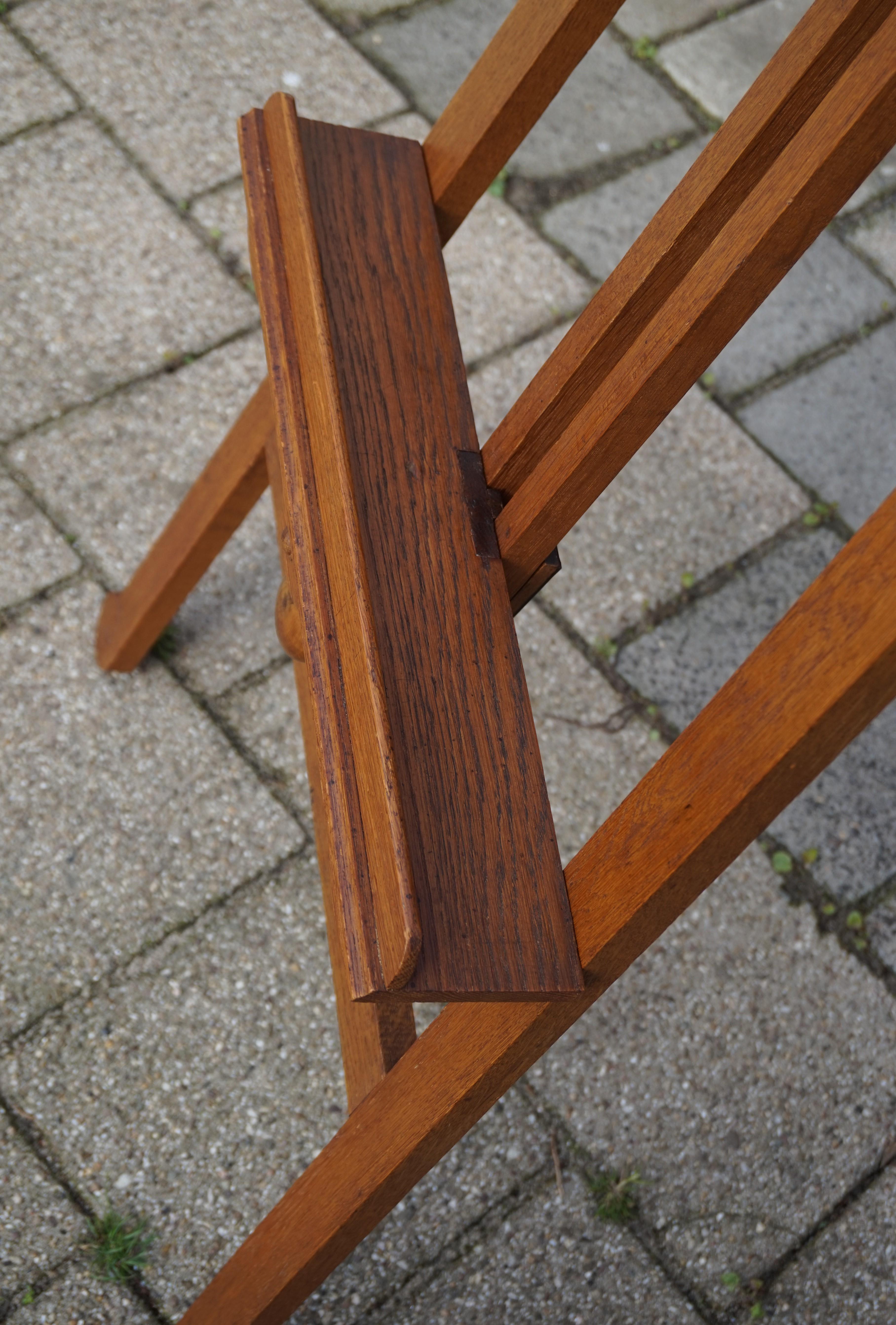 Handmade Arts and Crafts Era Solid Oak Floor Easel / Painting Display Stand 7