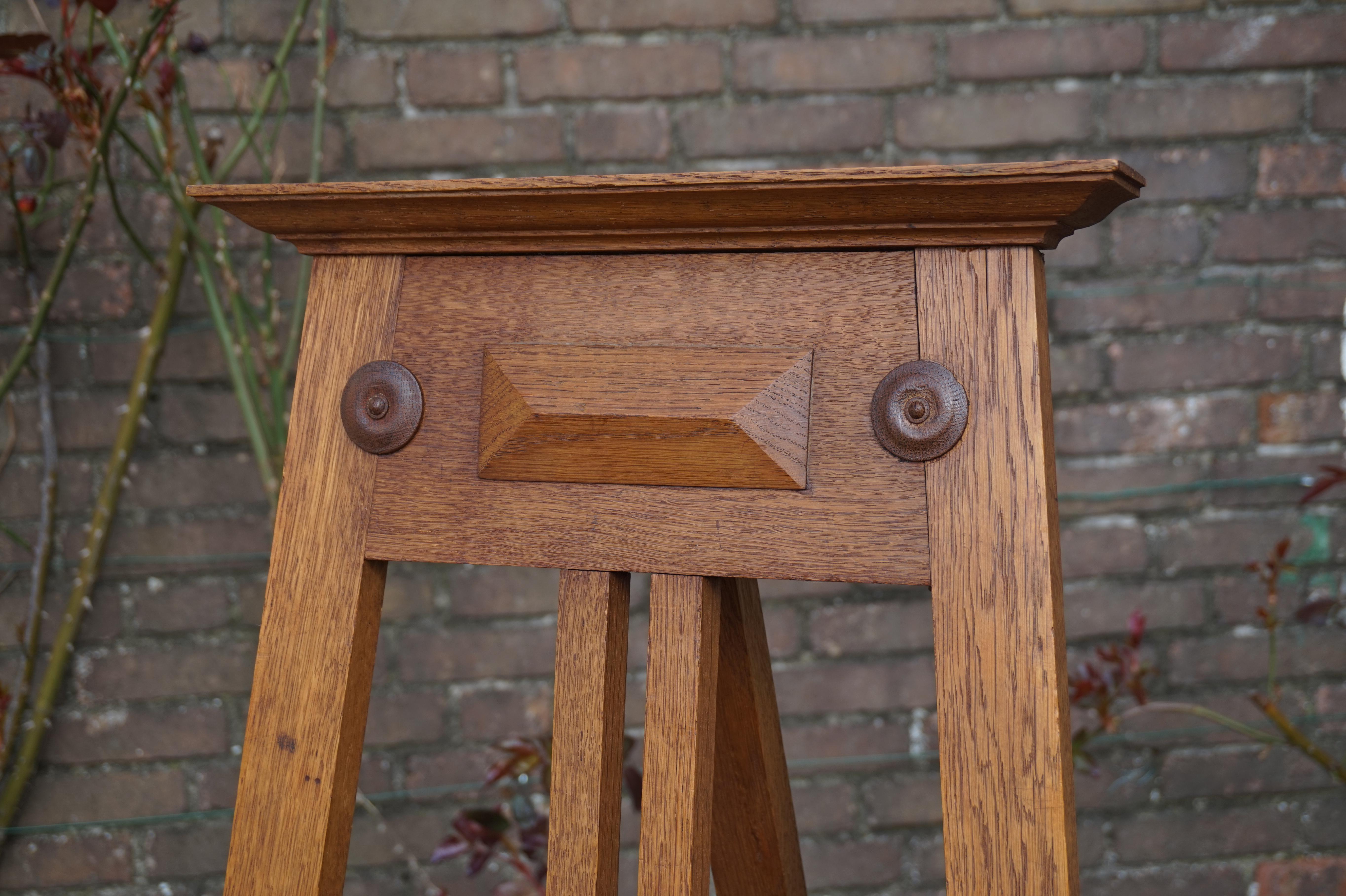Handmade Arts and Crafts Era Solid Oak Floor Easel / Painting Display Stand 8