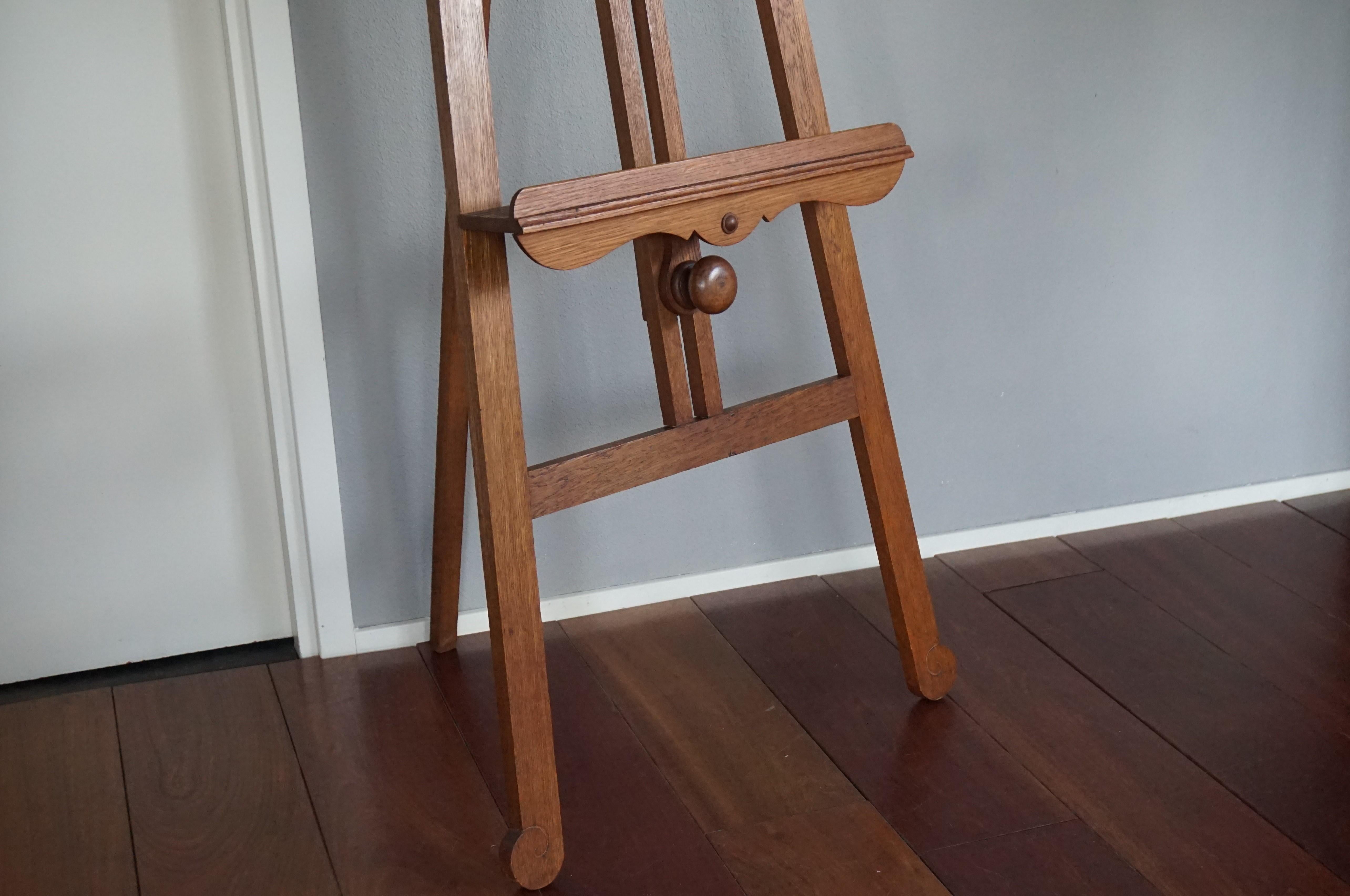 Handmade Arts and Crafts Era Solid Oak Floor Easel / Painting Display Stand 4