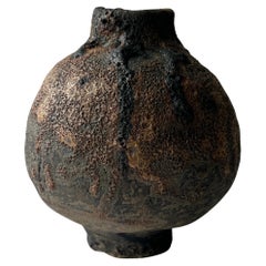 Handmade Ash Glazed Twilight Sculpture Moon Vase