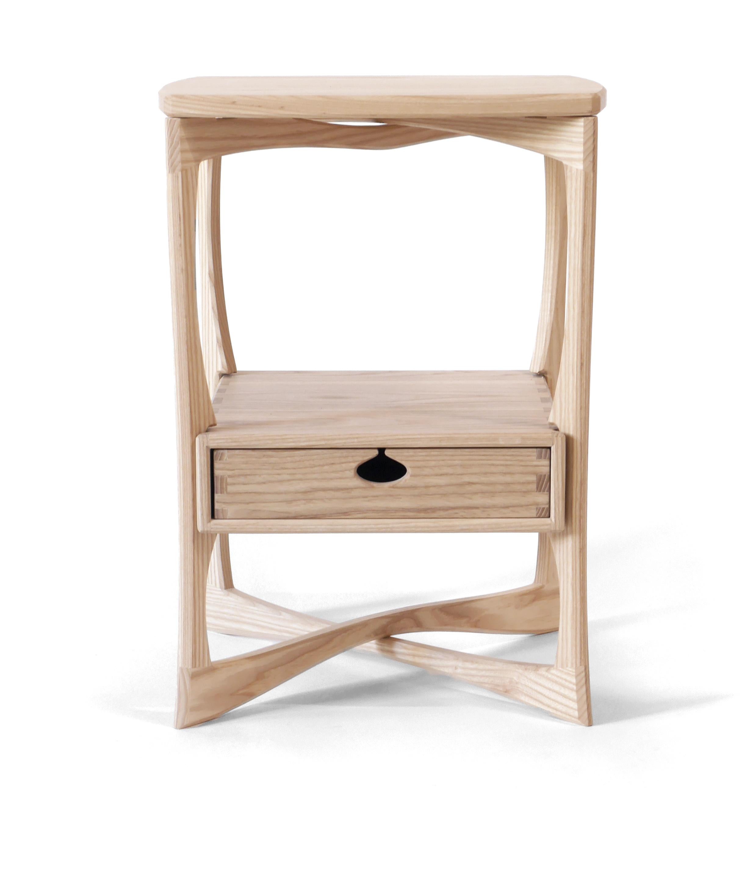 Contemporary Ash Roke Side Table, Modern End Table / Nightstand with one Drawer by Arid For Sale