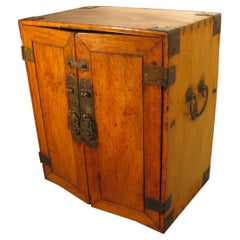 Handmade Antique Japanese Tansu Campaign Desk Cabinet
