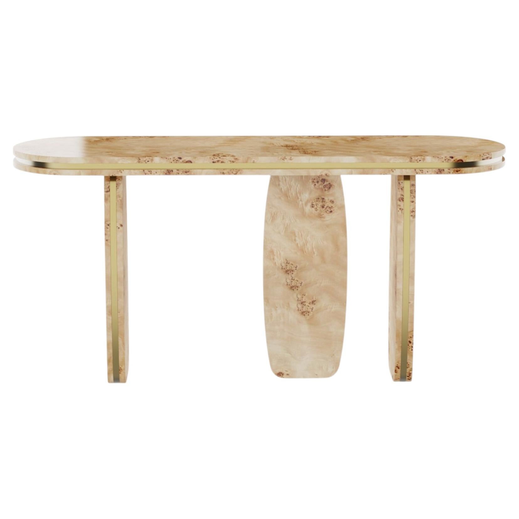 Handmade Assia Console in Poplar Root Matt with Polished Brass by Nolita Harbour