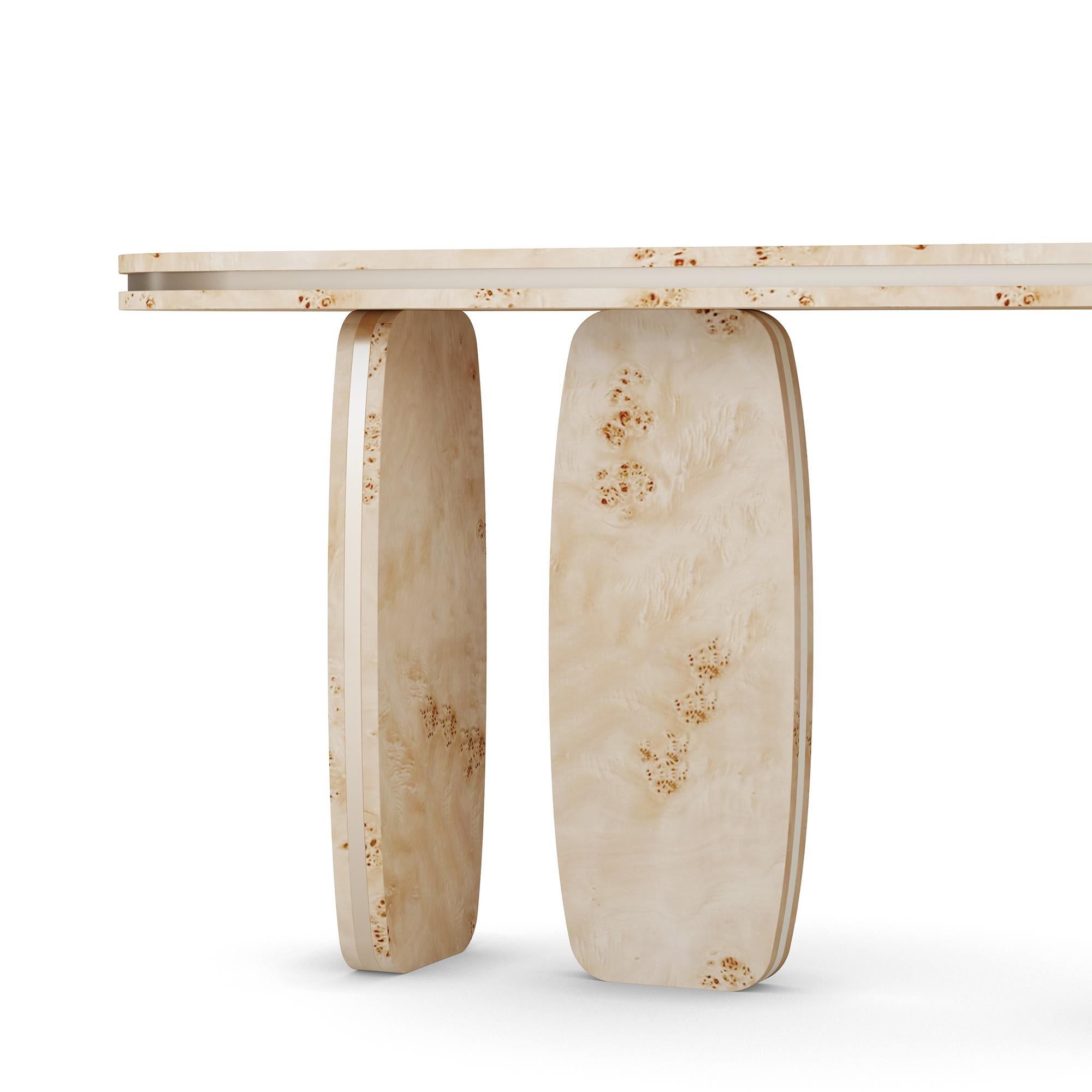 Portuguese Handmade Assia Console in Poplar Root with Polished Brass by Nolita Harbour For Sale