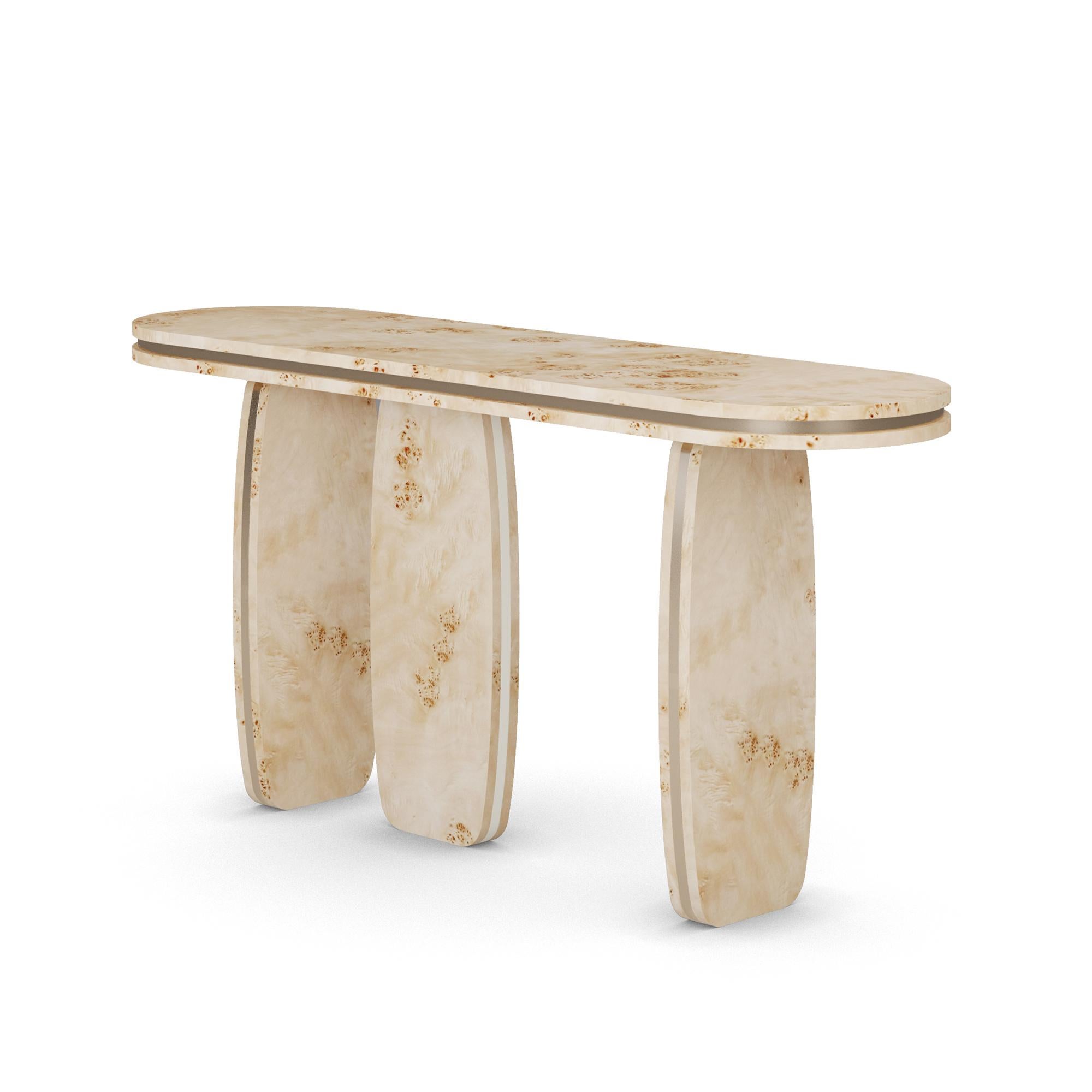 Handmade Assia Console in Poplar Root with Polished Brass by Nolita Harbour In New Condition For Sale In Carvalhosa, PT
