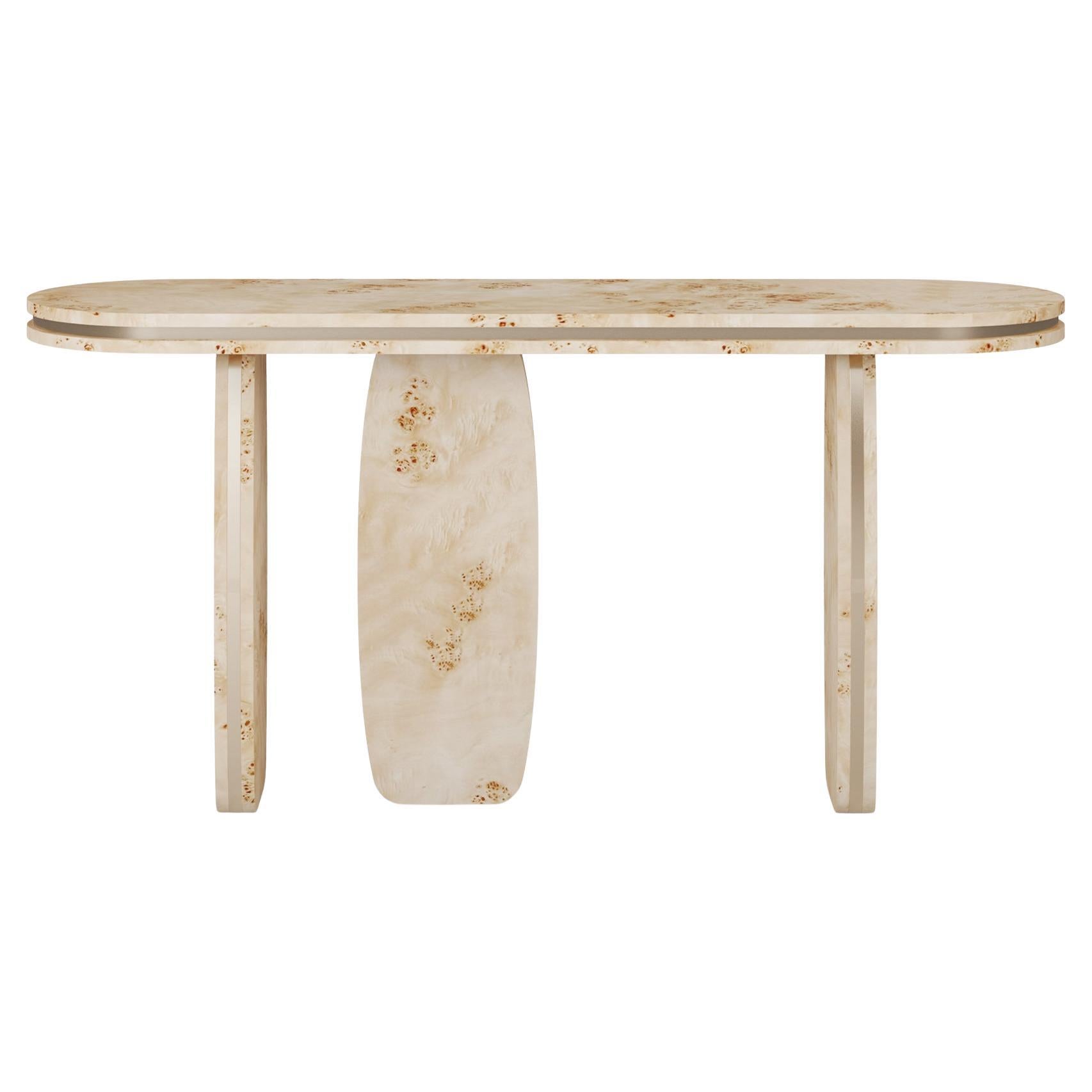Handmade Assia Console in Poplar Root with Polished Brass by Nolita Harbour