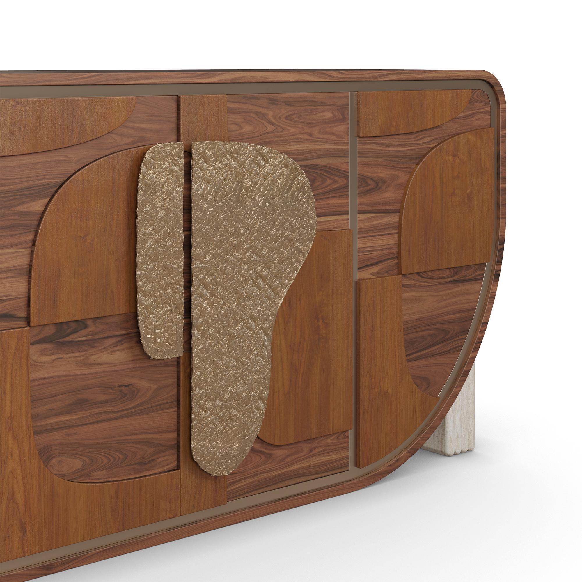 Modern Handmade Aurore Sideboard in Walnut and Cherry Wood by Nolita Harbour For Sale