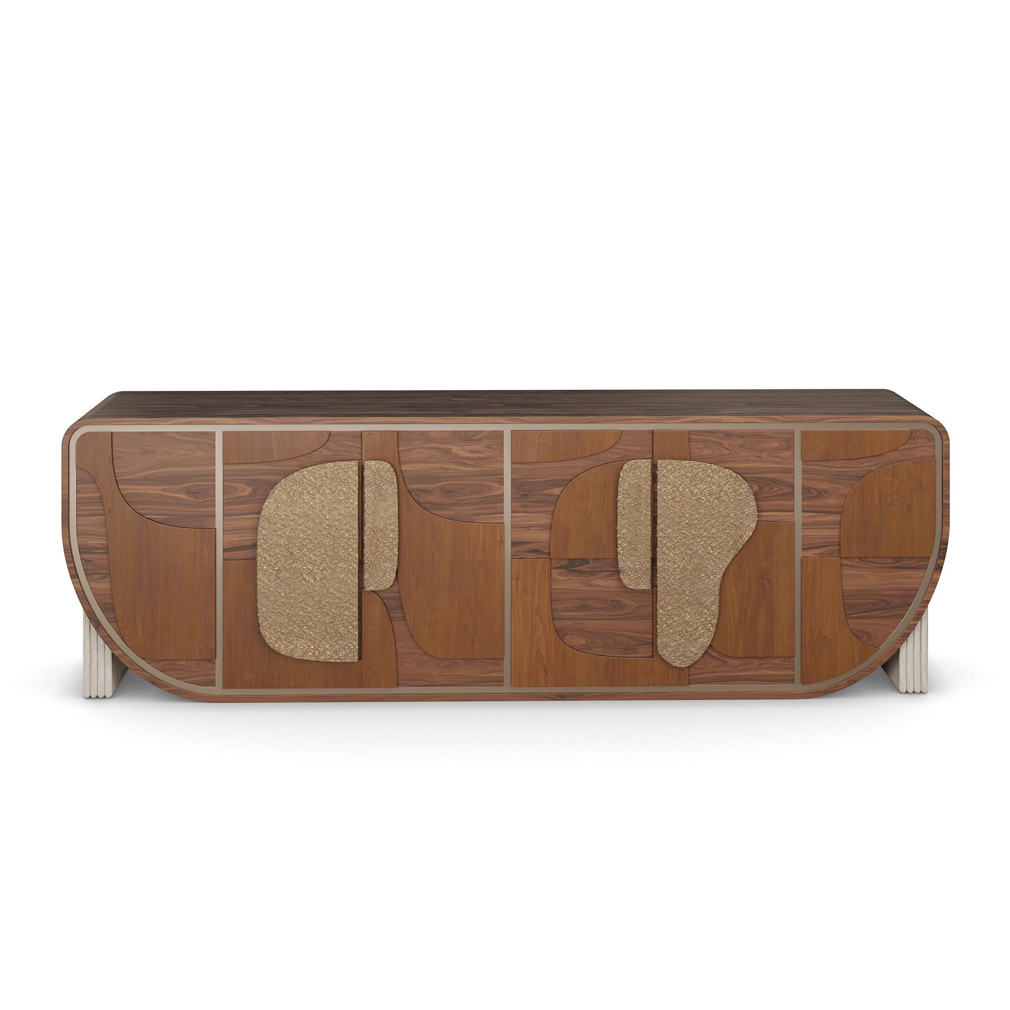 Portuguese Handmade Aurore Sideboard in Walnut and Cherry Wood by Nolita Harbour For Sale