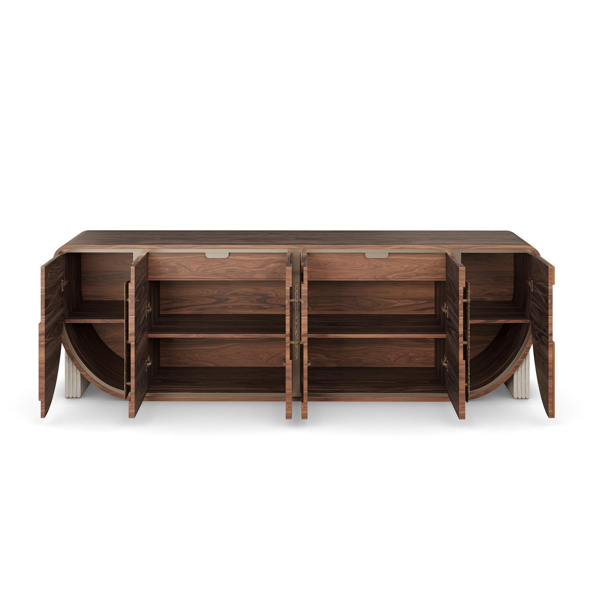 Handmade Aurore Sideboard in Walnut and Cherry Wood by Nolita Harbour In New Condition For Sale In Carvalhosa, PT