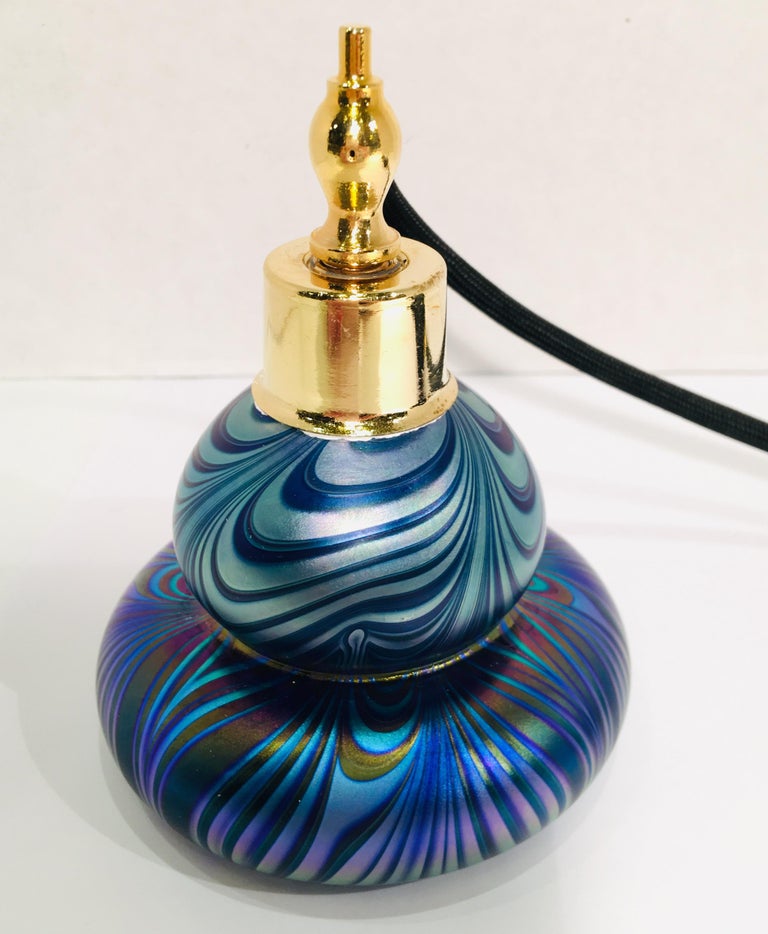 Handmade Austrian Art Glass Perfume Bottle Atomizer Signed Oskar Karla