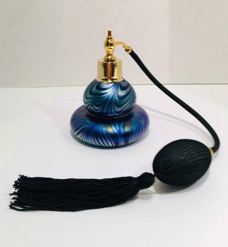 Handmade Austrian Art Glass Perfume Bottle Atomizer Signed Oskar Karla