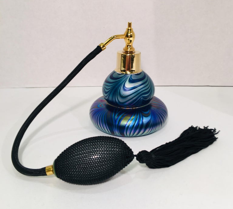 Handmade Austrian Art Glass Perfume Bottle Atomizer Signed Oskar Karla