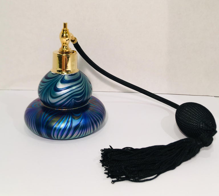 Handmade Austrian Art Glass Perfume Bottle Atomizer Signed Oskar Karla