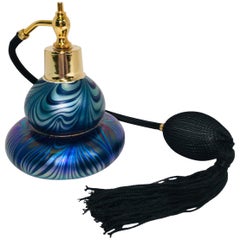 Handmade Austrian Art Glass Perfume Bottle Atomizer Signed Oskar Karla from 1986