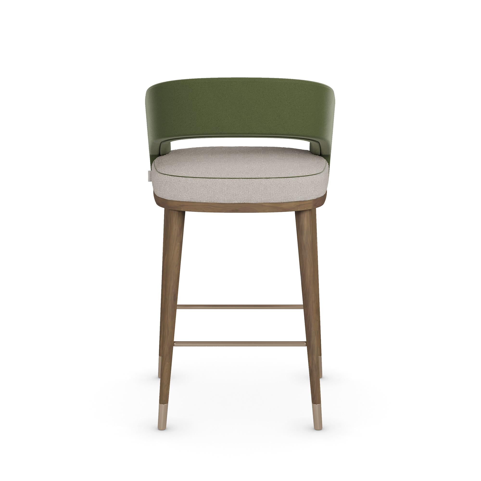 Handmade Ava Bar Chair in Upholstered Linen with Walnut Frame by Nolita Harbour In New Condition For Sale In Carvalhosa, PT