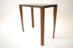 Aviateur Side Table, Handcrafted in Walnut, Accented Cove in Black Milk Paint