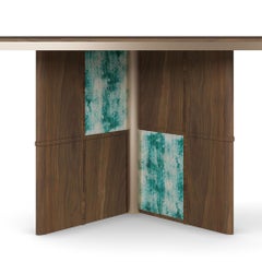 Handmade Axelle Dining Table in Walnut and Green Tile Legs by Nolita Harbour