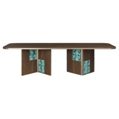 Handmade Axelle Dining Table in Walnut and Green Tile Legs by Nolita Harbour