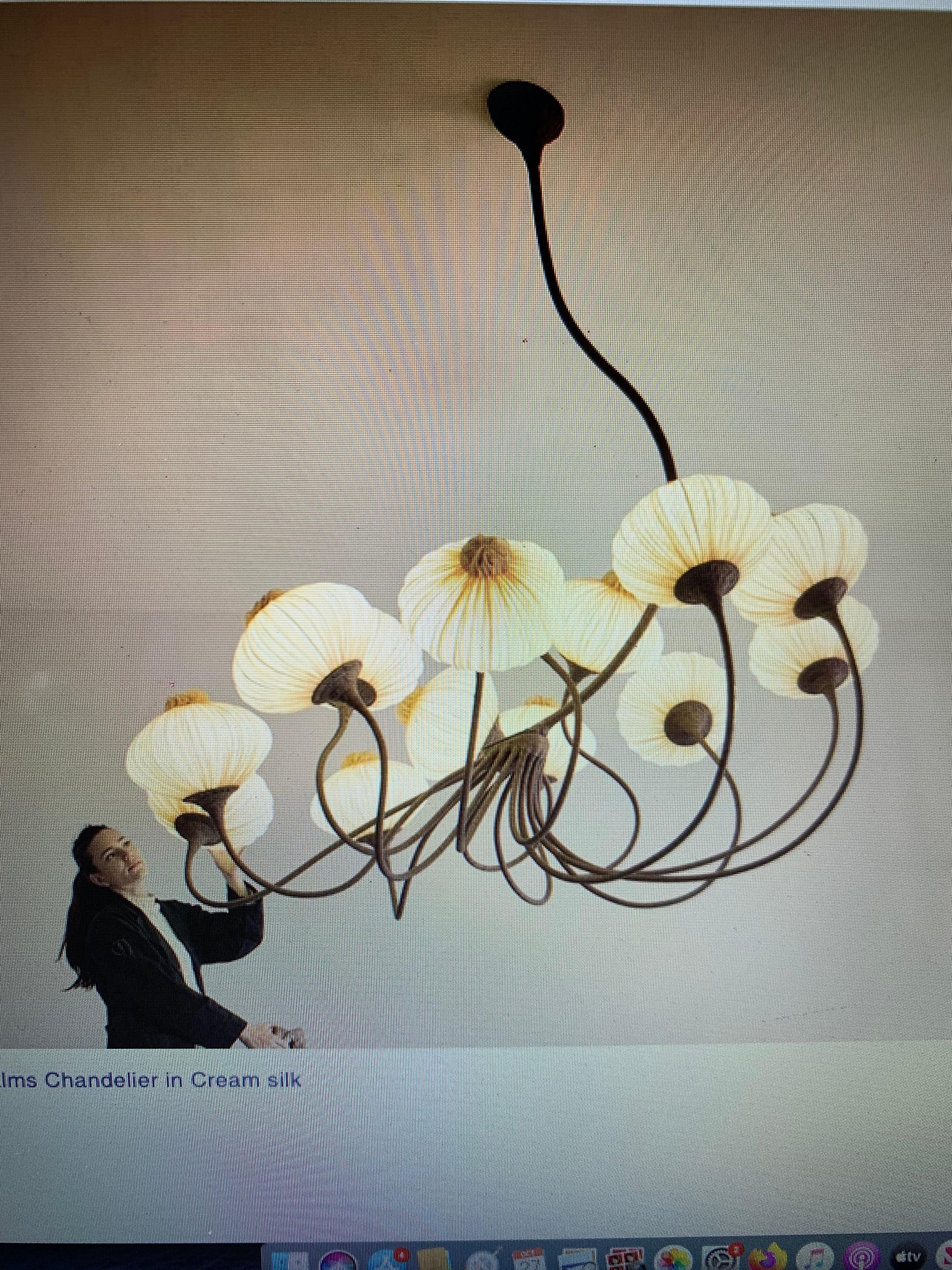 Ayala Serfaty Signed Silk Pleated Palms 3 Sansa Chandelier by Aqua Creations 3