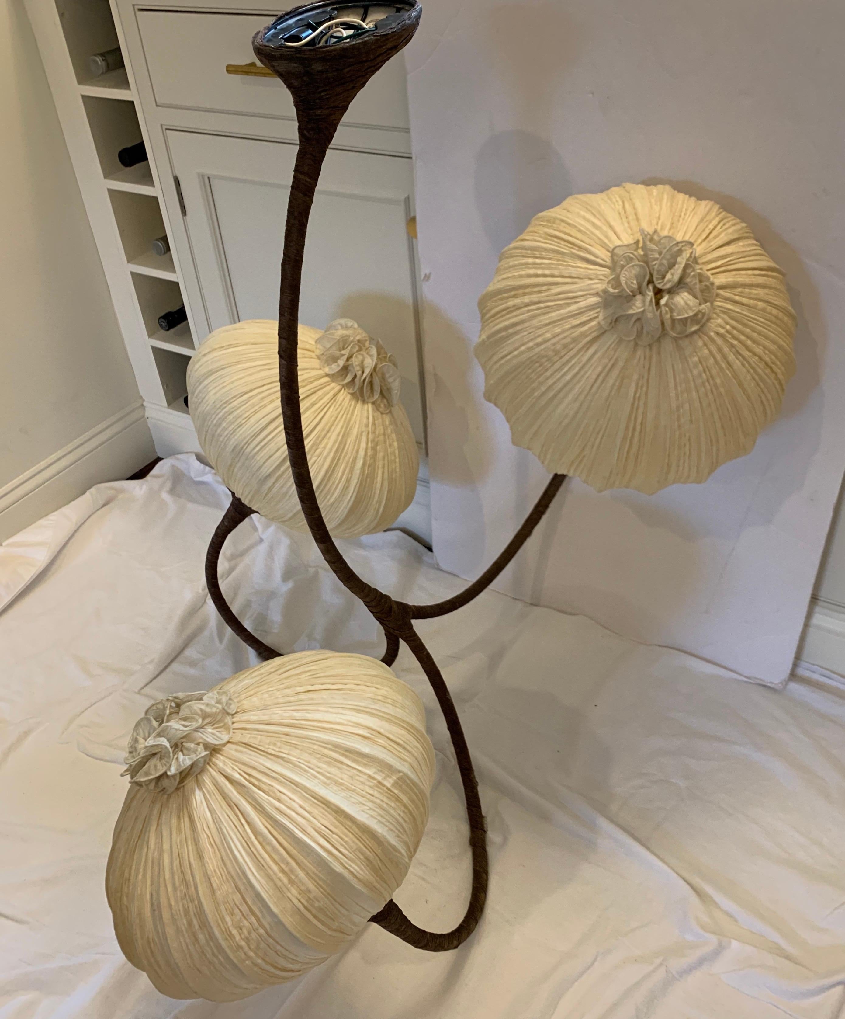 Ayala Serfaty Signed Silk Pleated Palms 3 Sansa Chandelier by Aqua Creations In Good Condition In West Hartford, CT