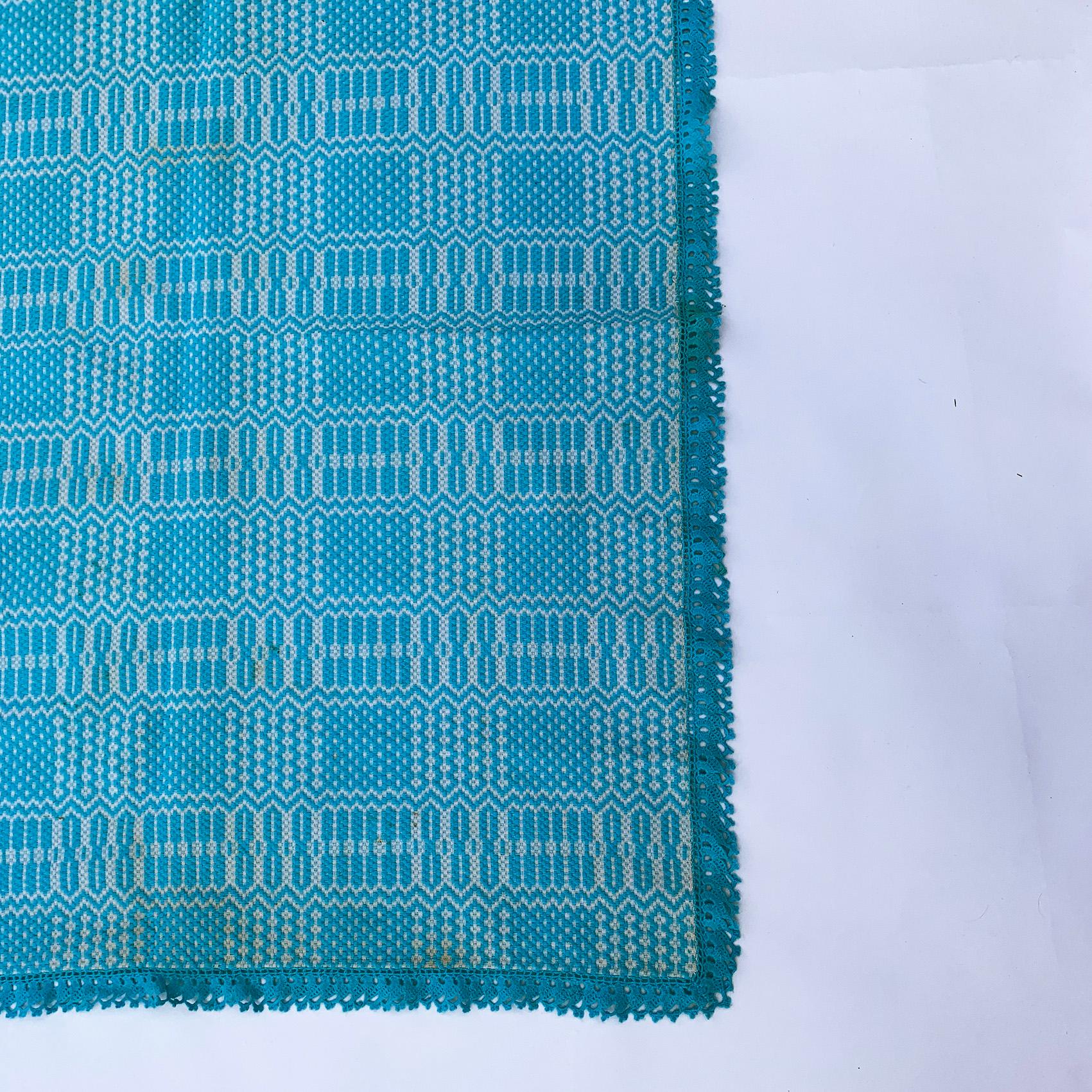 Manta de algodón de lana azul bebé de los años 60 hecha a mano Sofá Cama Sillón mediados del siglo XX en venta