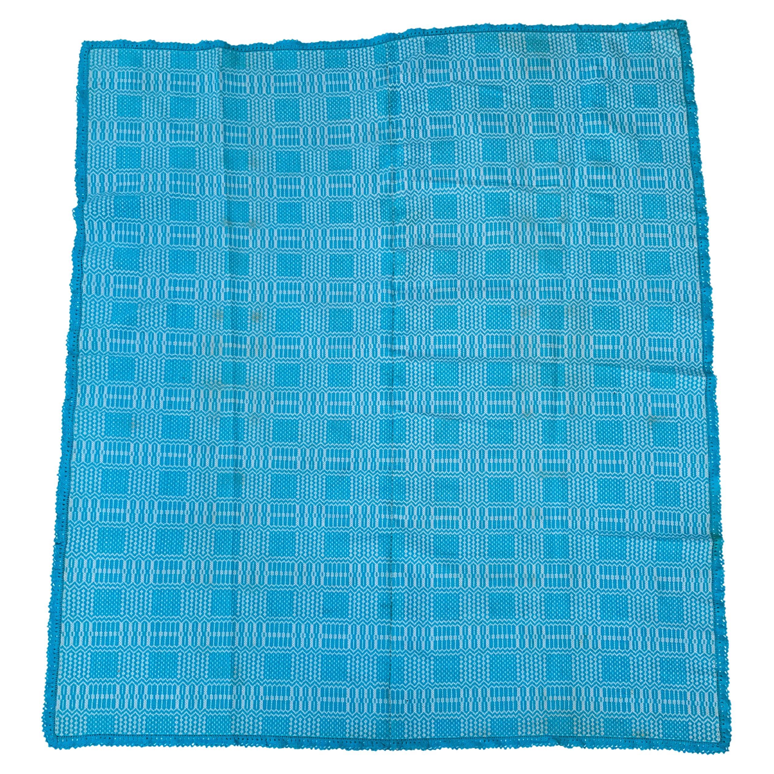 Handmade Baby Blue 1960s Throw Wolle Baumwolle Decke Sofa Bett Sessel