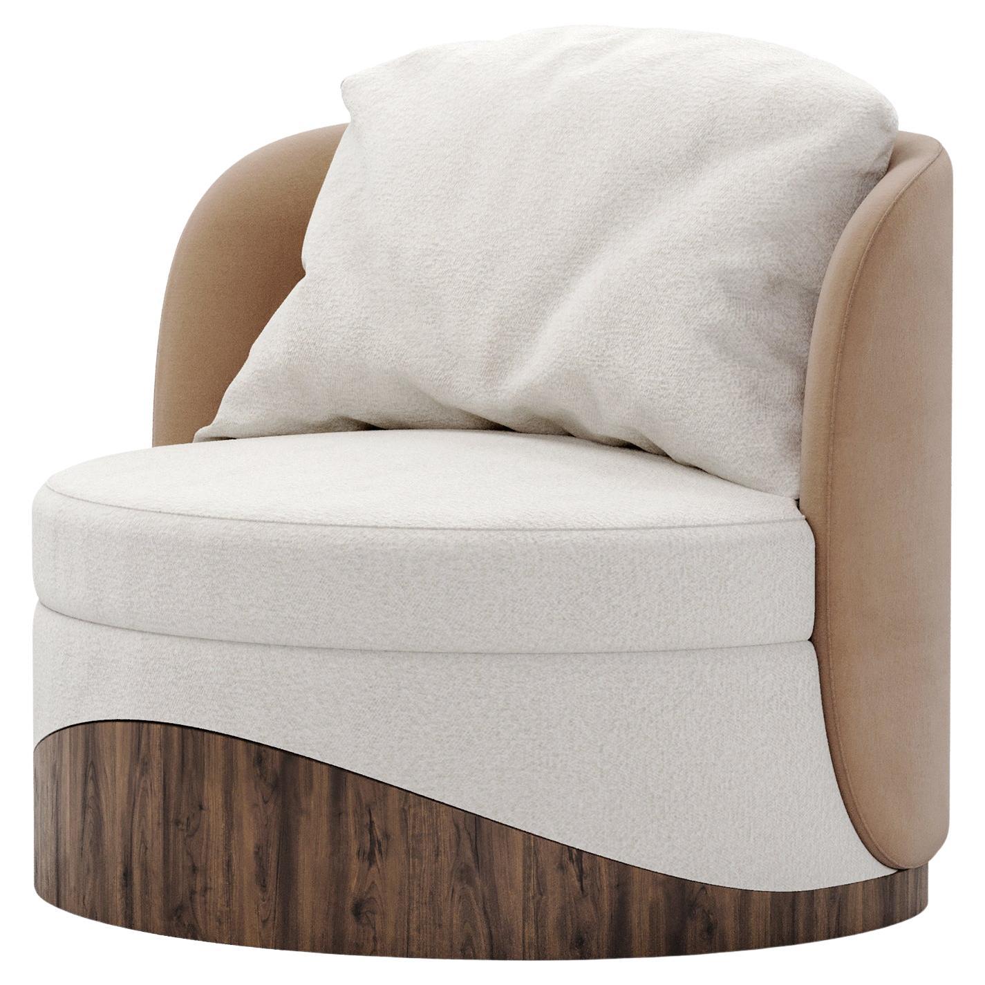 Handmade Balli Armchair in Boucé with wave Wooden Base by Nolita Harbour