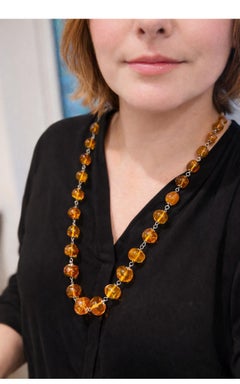 Handmade Baltic Amber and Silver Bead Necklace, Late 20th Century