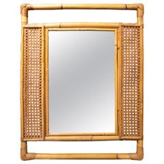Handmade Bamboo and Rattan Mirror from the 1970ies Handmade Bamboo and Rattan Mirror from the 1970ies