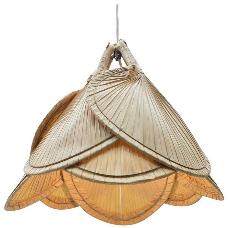 Handmade Bamboo and Rice Paper Hanging Lamp, 1960s Germany at 1stDibs