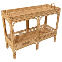 Handmade Bamboo and Wicker Console Table with Handles