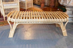 Banc rectangulaire en osier et bambou fait main