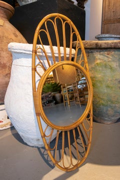 Handmade Bamboo Mirror in Oval Shape