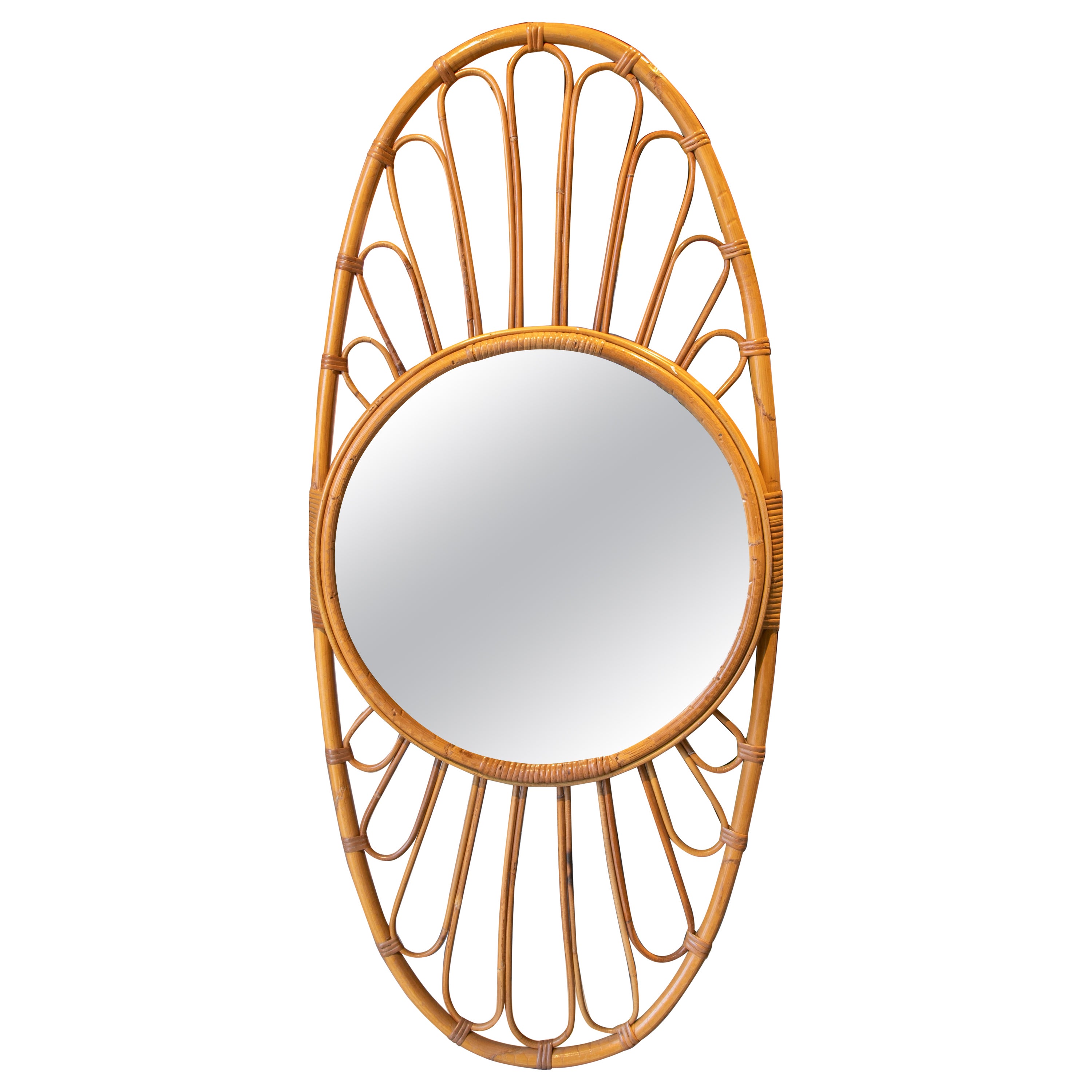 Handmade Bamboo Mirror in Oval Shape