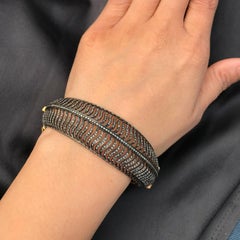 Handgefertigter Armreif im viktorianischen Stil 925 Sterlingsilber Pave Diamant-Armreif .