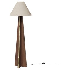 Handmade Bapt Floor Lamp in Walnut with Polished Brass Inlay by Nolita Harbour