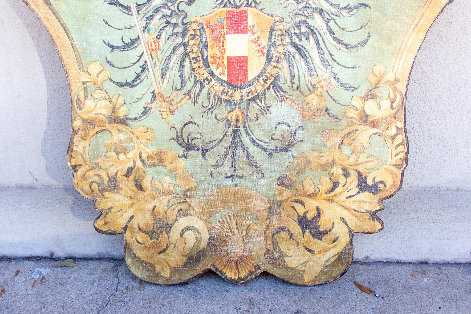 Hand-Painted Handmade Baronial Crest Plaque on Solid Wood